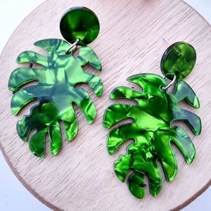 Beautiful tropical leaf acrylic earrings